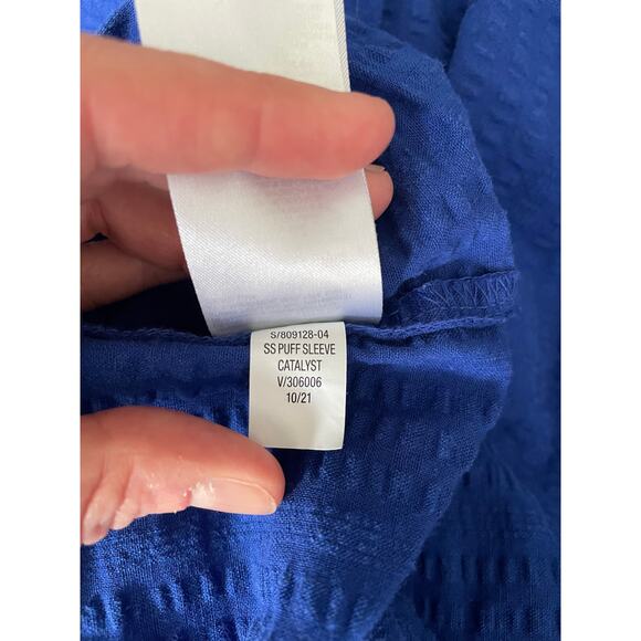 Old Navy Tiered Puff Sleeve Midi Swing Dress Spring Cottagecore Coastal Beachy - Picture 8 of 8